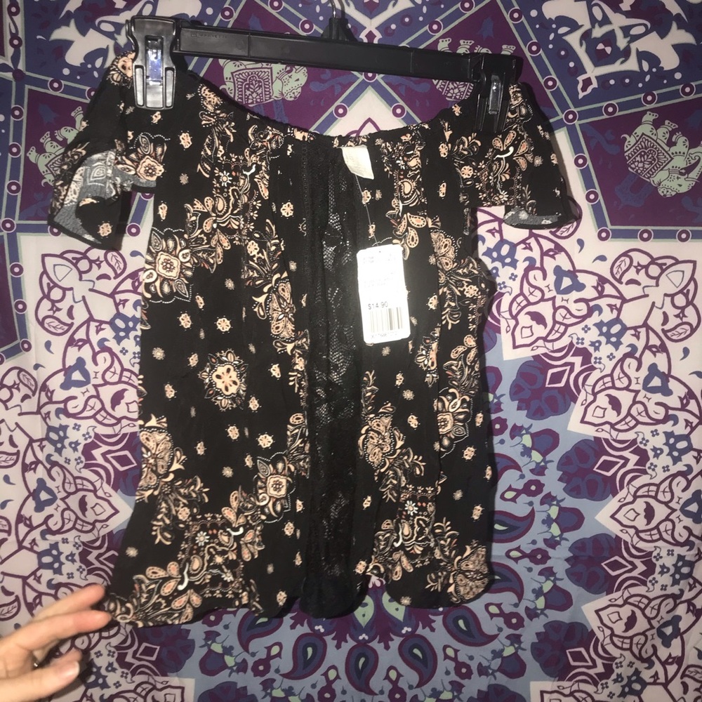 Black off shoulder crop top